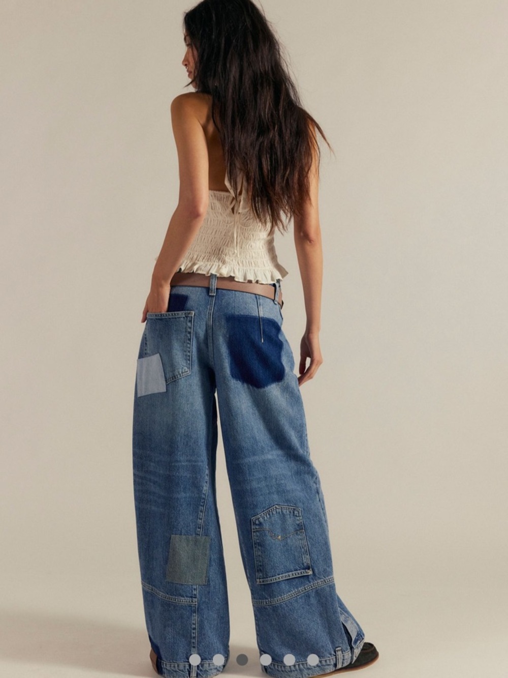 NEW Free People We The Free Head Over Heels Patchwork Wide Leg Denim Jeans 26 - Picture 4 of 16